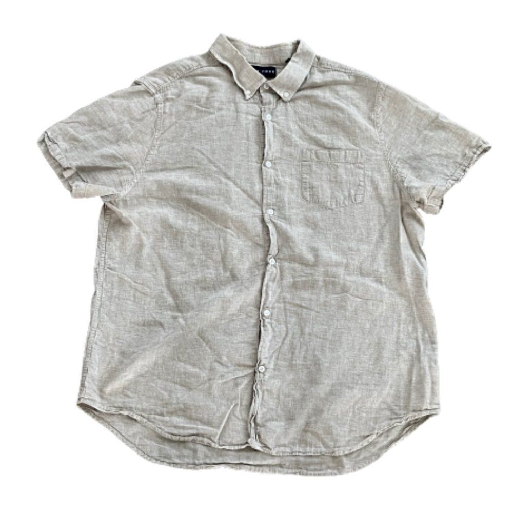 Mens Five Four Diego Short Sleeve Linen Shirt Sz 2XL Neutral Beach